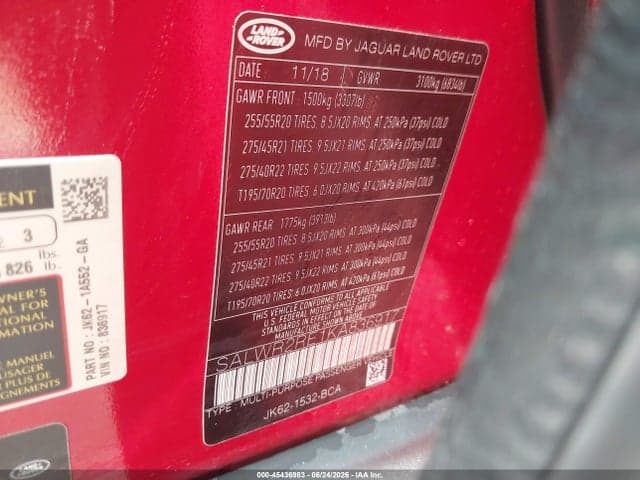 2019 LAND ROVER RANGE ROVER 9