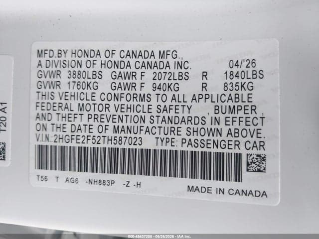 2026 HONDA CIVIC SPORT 9