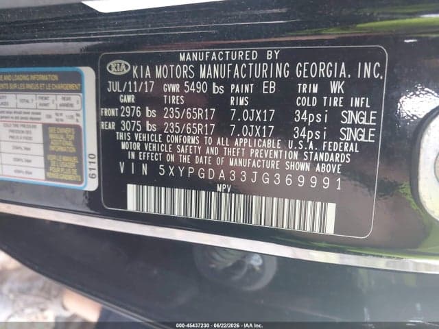 2018 KIA SORENTO 2.4L LX 9