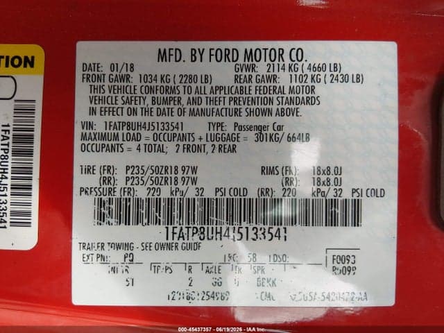 2018 FORD MUSTANG ECOBOOST/ECOBOOST PREMIUM 9