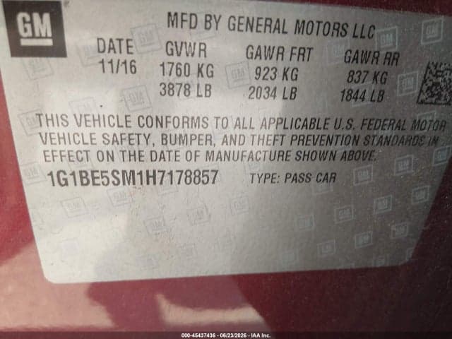 2017 CHEVROLET CRUZE LT AUTO 9