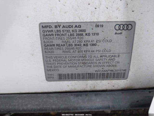 2020 AUDI SQ5 PREMIUM TFSI QUATTRO TIPTRONIC 9