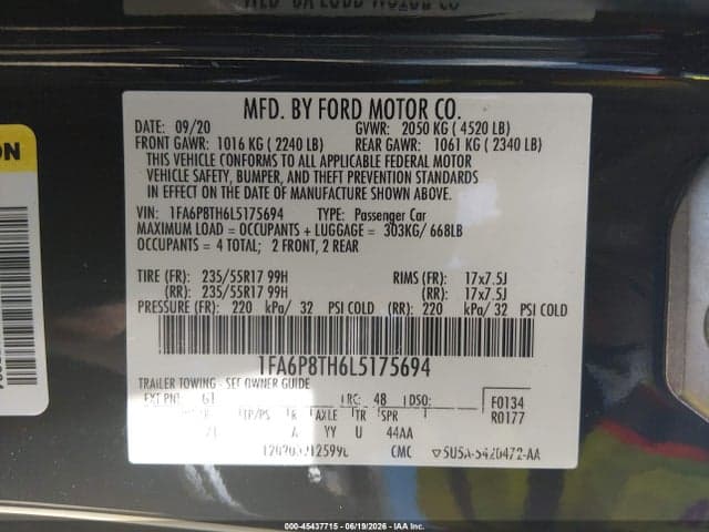 2020 FORD MUSTANG ECOBOOST FASTBACK 9