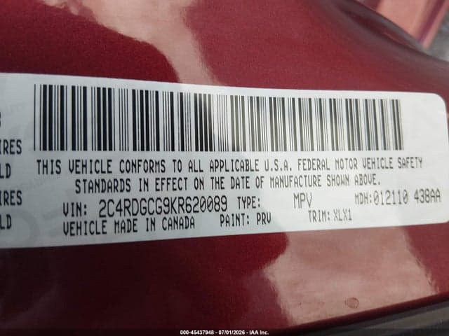 2019 DODGE GRAND CARAVAN SXT 9