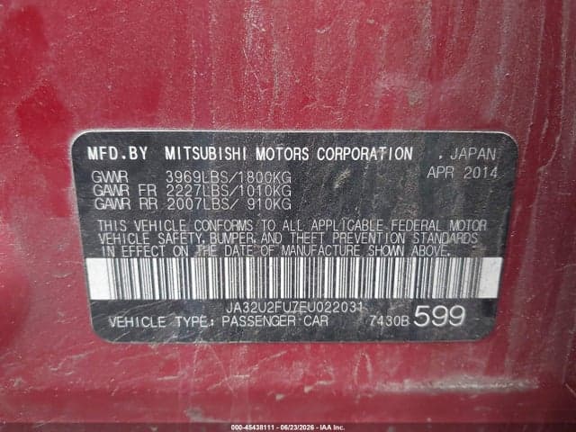 2014 MITSUBISHI LANCER ES 9