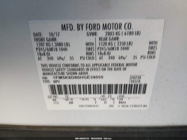 2017 FORD EXPLORER XLT 9