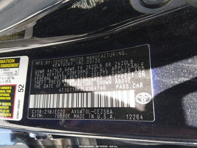 2020 TOYOTA CAMRY SE NIGHTSHADE EDITION 9