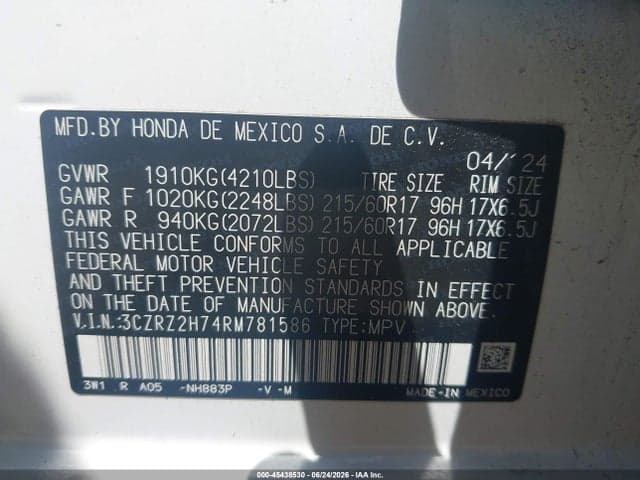 2024 HONDA HR-V AWD EX-L/AWD EX-L W/O BSI 9