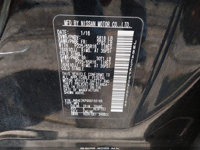 2016 NISSAN QUEST S 9