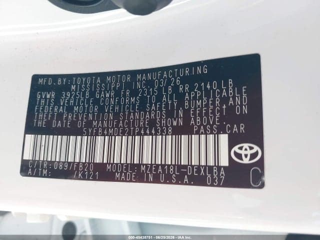 2026 TOYOTA COROLLA LE 9