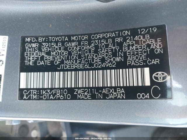 2020 TOYOTA COROLLA HYBRID LE 9