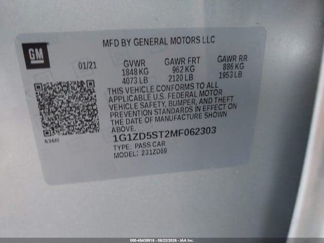 2021 CHEVROLET MALIBU FWD LT 9