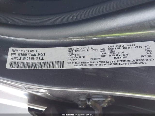2022 RAM 1500 BIG HORN 4X2 5'7 BOX 9