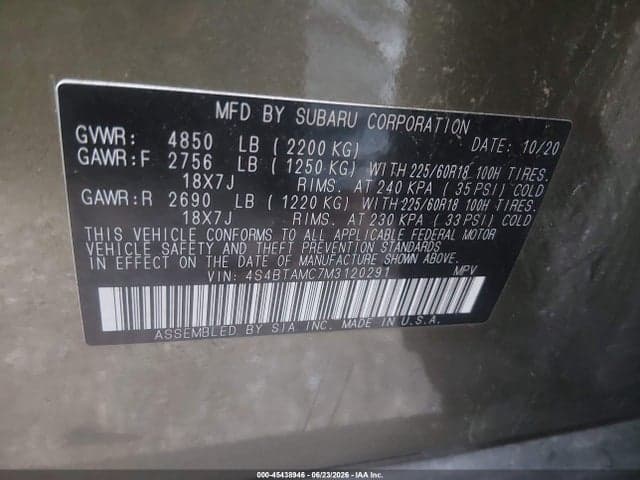 2021 SUBARU OUTBACK LIMITED 9