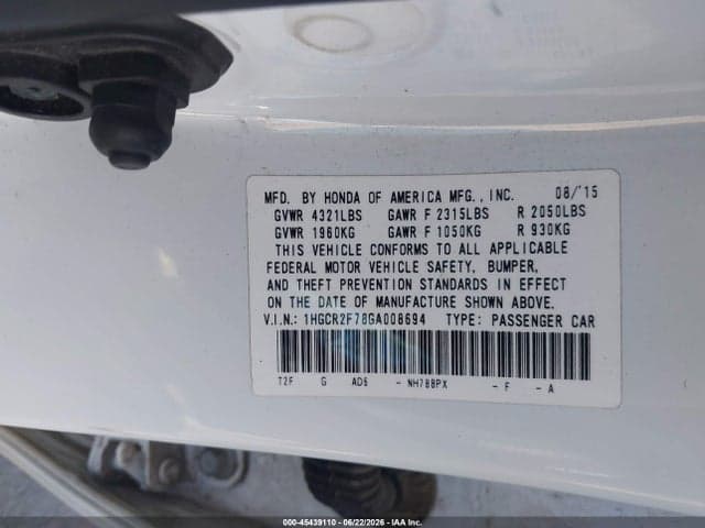 2016 HONDA ACCORD EX 9