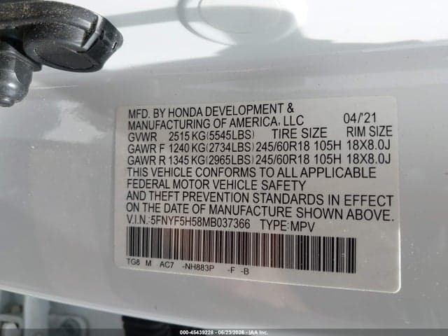 2021 HONDA PILOT 2WD EX-L 9