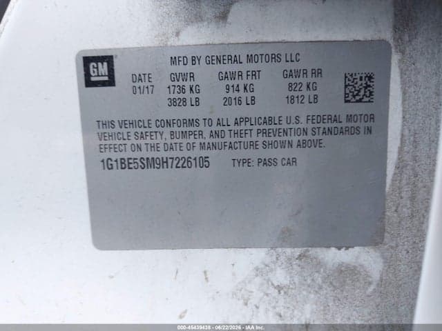 2017 CHEVROLET CRUZE LT AUTO 9