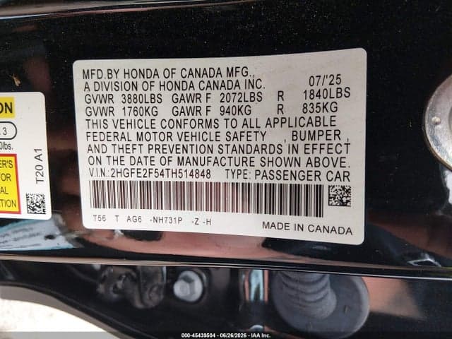 2026 HONDA CIVIC SPORT 9
