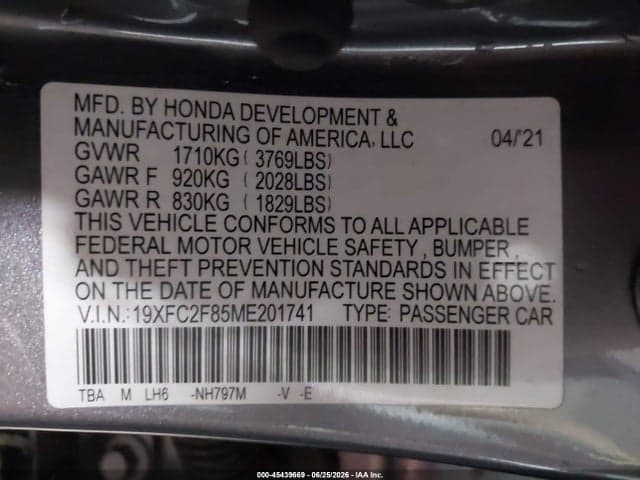 2021 HONDA CIVIC SPORT 9