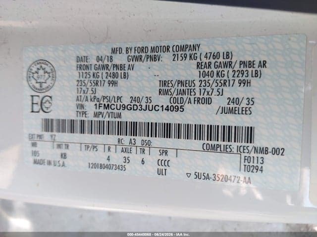 2018 FORD ESCAPE SE 9