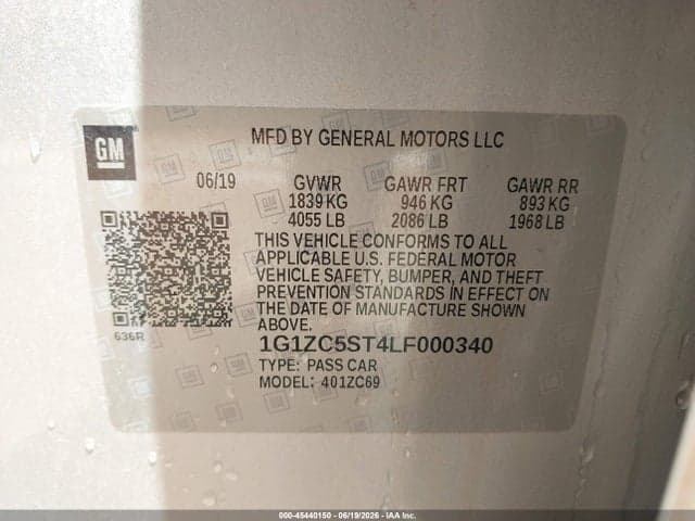 2020 CHEVROLET MALIBU FWD 1FL 9