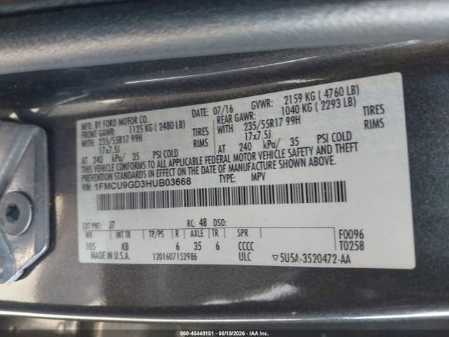 2017 FORD ESCAPE SE 9