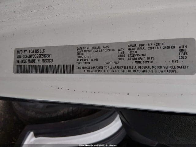2025 RAM PROMASTER 2500 TRADESMAN HIGH ROOF 159 WB W/PASS SEAT 9