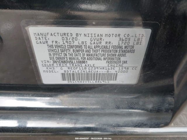 2020 NISSAN VERSA S XTRONIC CVT 9