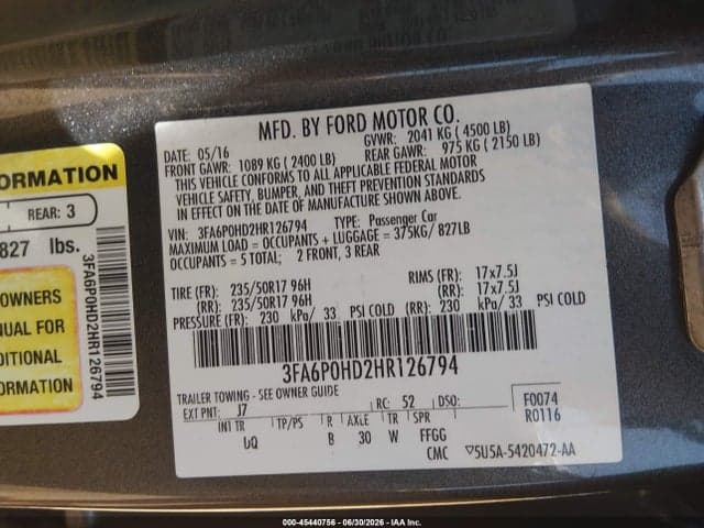 2017 FORD FUSION SE 9