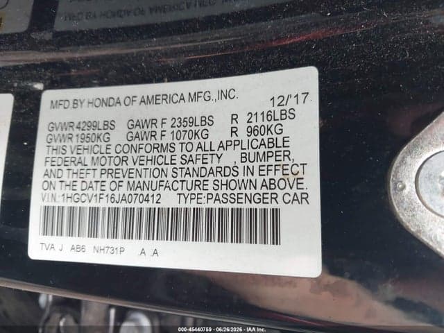 2018 HONDA ACCORD LX 9