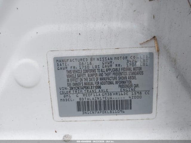 2019 NISSAN VERSA 1.6 S+ 9