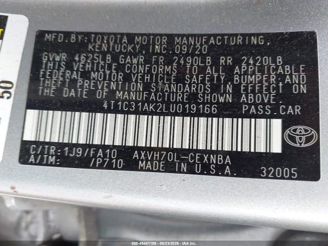 2020 TOYOTA CAMRY LE HYBRID 9