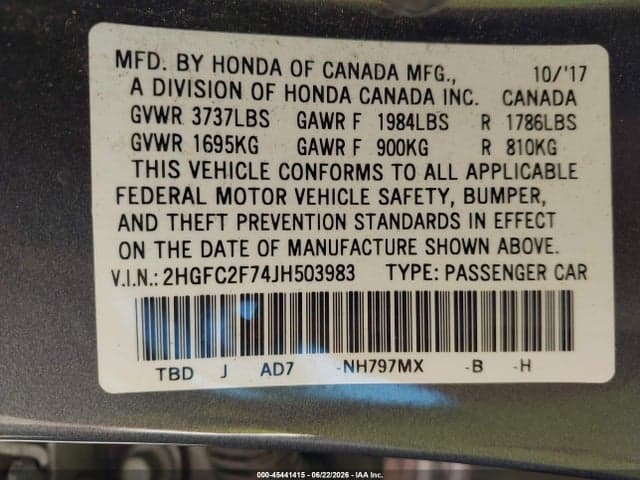 2018 HONDA CIVIC EX 9