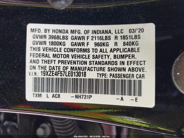 2020 HONDA INSIGHT EX 9