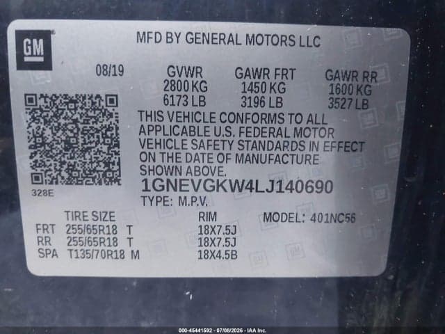 2020 CHEVROLET TRAVERSE AWD LT CLOTH 9