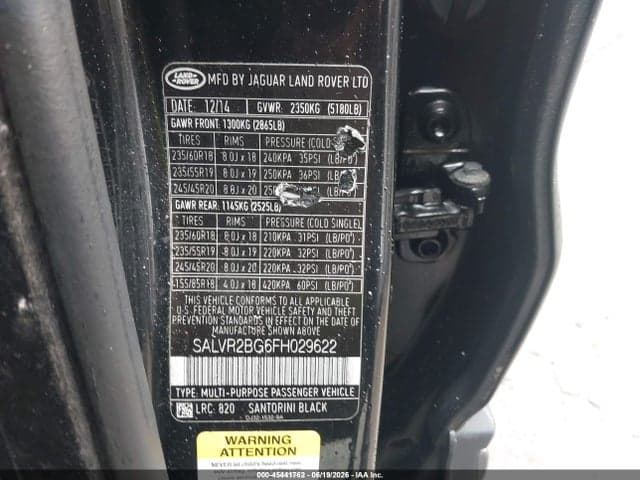 2015 LAND ROVER RANGE ROVER 9