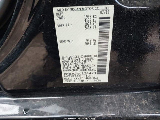 2020 NISSAN ALTIMA SR FWD 9