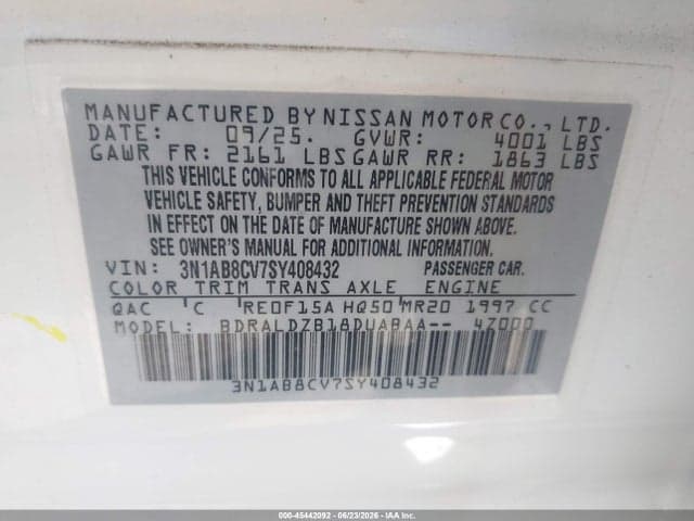 2025 NISSAN SENTRA SV 10