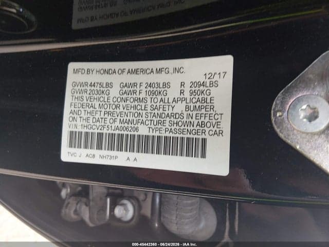 2018 HONDA ACCORD EX-L 2.0T 9