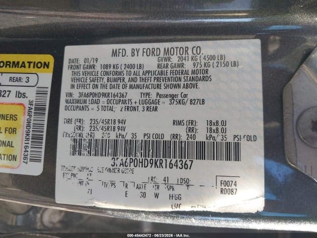 2019 FORD FUSION SE 9