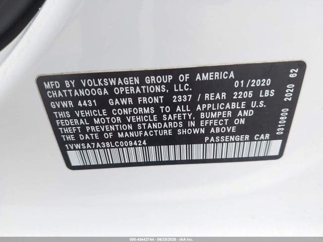 2020 VOLKSWAGEN PASSAT 2.0T SE 9