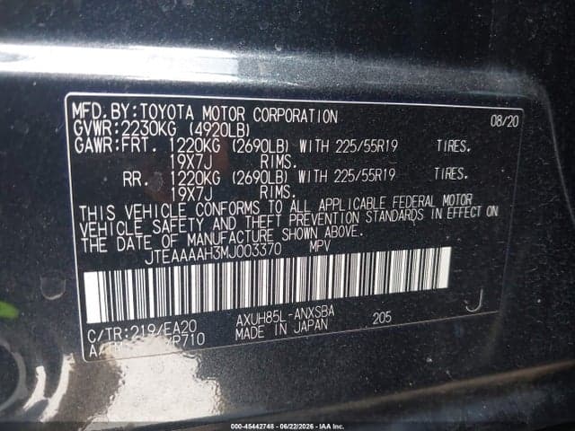 2021 TOYOTA VENZA LIMITED 9