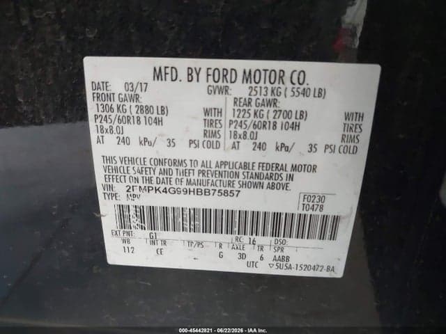2017 FORD EDGE SE 9