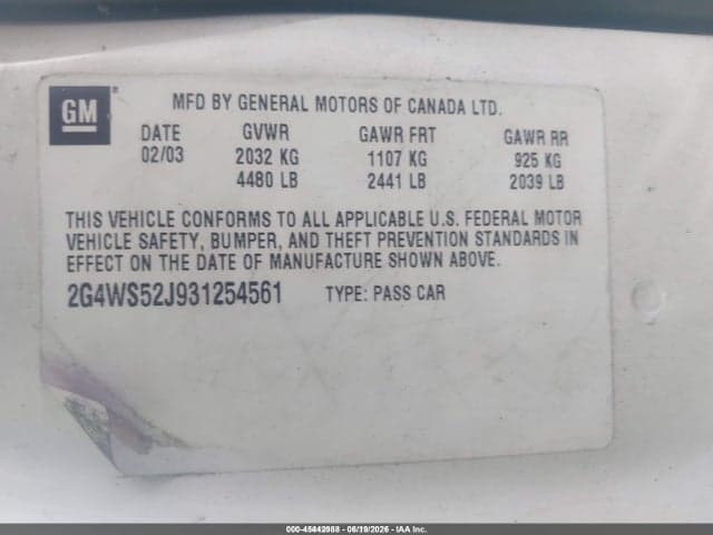 2003 BUICK CENTURY CUSTOM 9
