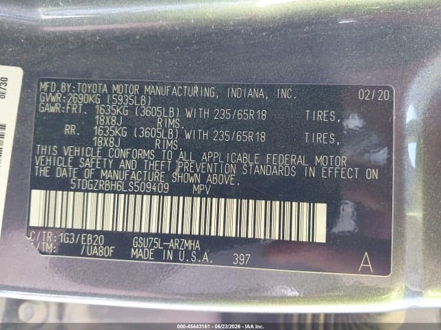 2020 TOYOTA HIGHLANDER XLE 9
