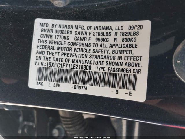 2020 HONDA CIVIC EX-L 9