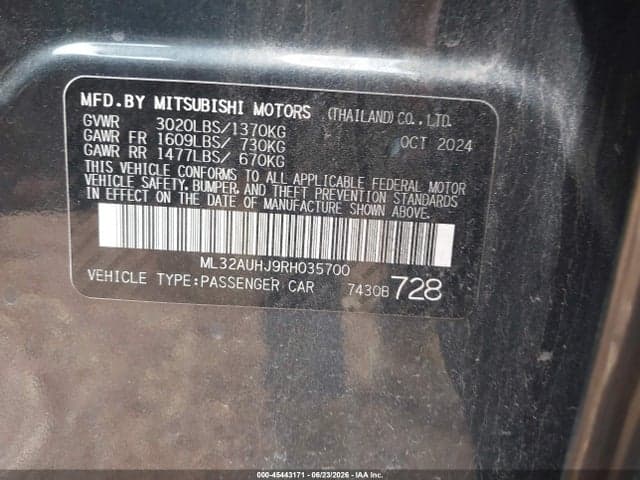 2024 MITSUBISHI MIRAGE ES/LE 9