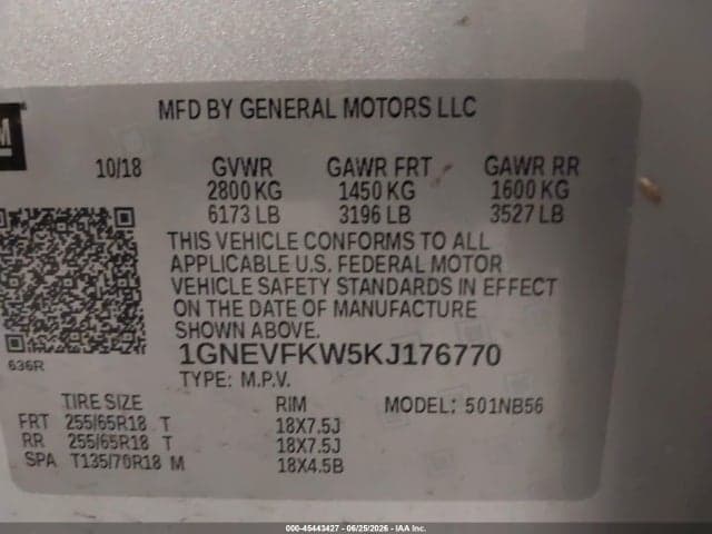 2019 CHEVROLET TRAVERSE LS 9