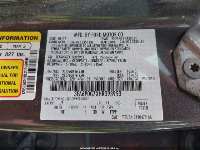2017 FORD FUSION S 9