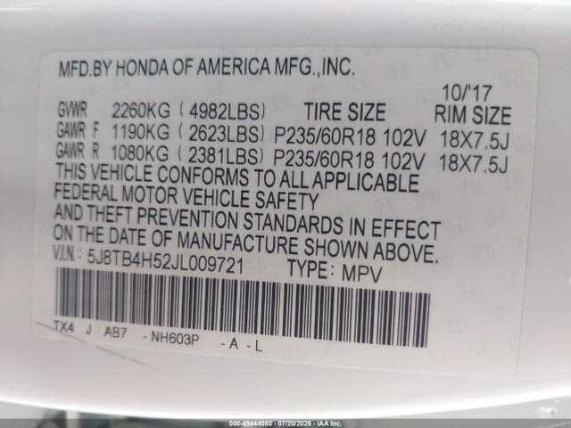 2018 ACURA RDX TECHNOLOGY ACURAWATCH PLUS PACKAGES/TECHNOLOGY PACKAGE 9